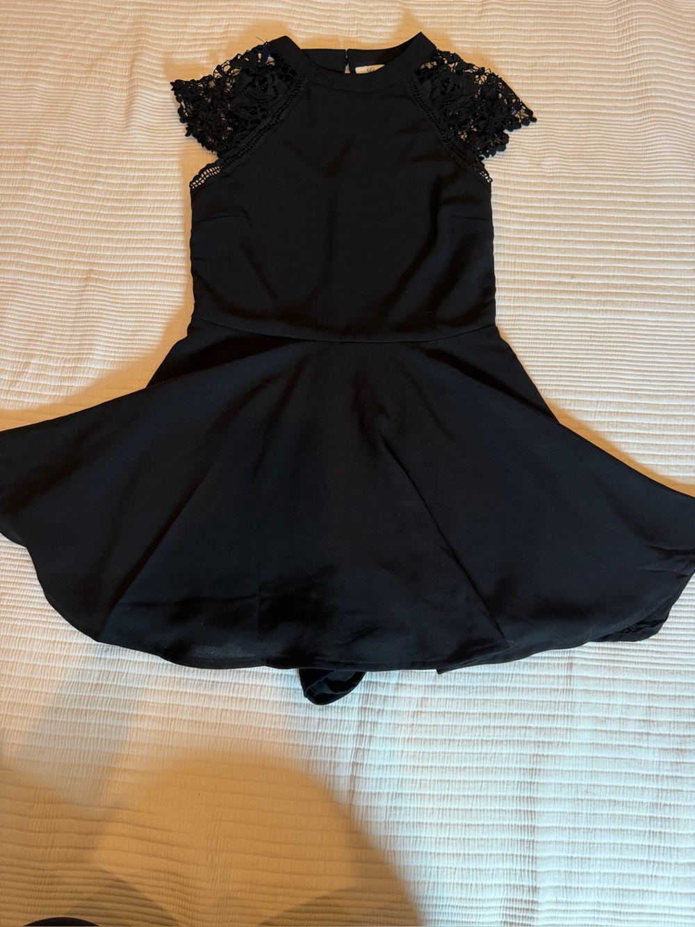 Black Lace Sleeve Fit & Flare romper